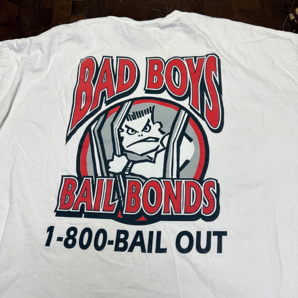 Bad Boys Bail Bonds Graphic Streetwear Hanes‎ T-Shirt Mens 3XL White